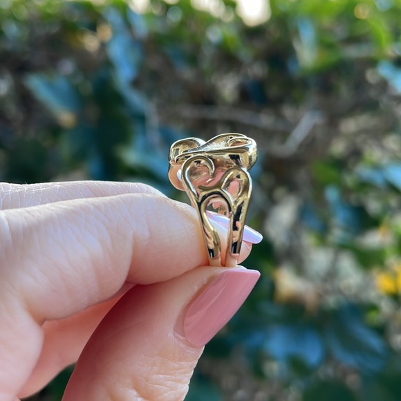 14K Solid Yellow Gold Multiple Heart Ring - Picture 15 of 15